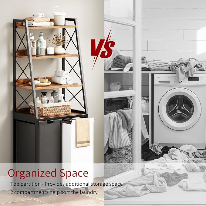 Laundry Basket, 2 Section Laundry Hamper - Image 6