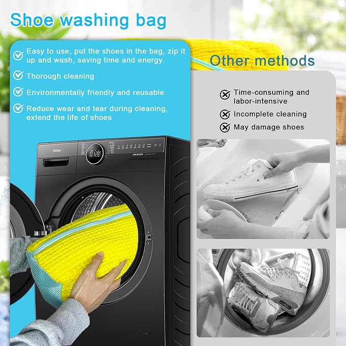 Shoe Washing Machine Bags, Protects Shoes & Washer, Self-Locking Zipper Design - Image 5