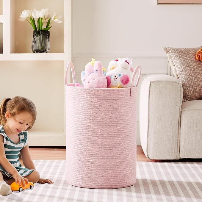 80L Extra Large Pink Hamper Laundry Basket - Image 2