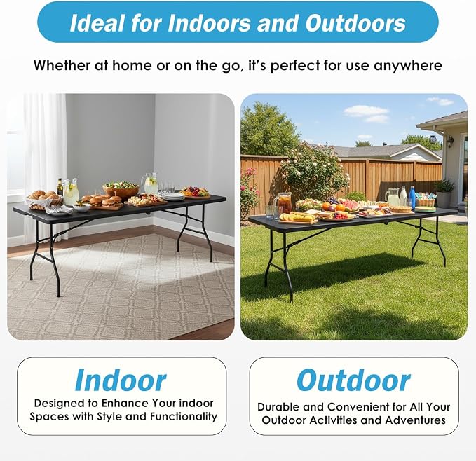 HKLGorg Folding Table, Heavy Duty Plastic Folding Utility Table Indoor Outdoor - Image 8