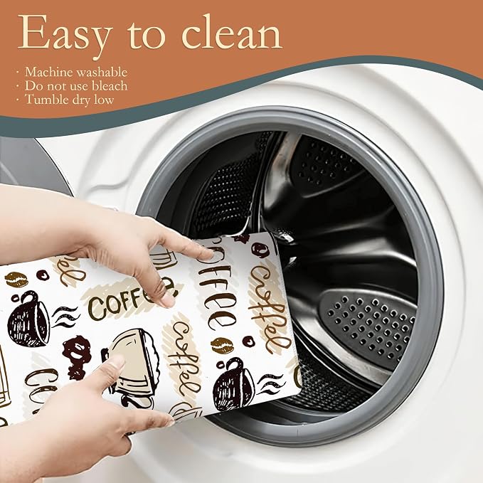 Coffee Dish Drying Mat for Kitchen Counter Decor, Cute Doodle Dish Drying Rack - Image 5