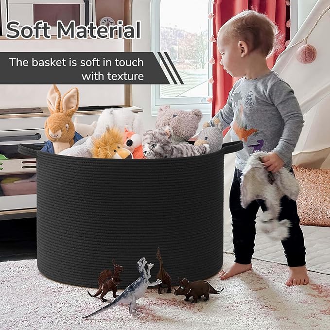 INDRESSME 115L Extra Large Cotton Rope Blanket Basket, Woven Storage - Image 6