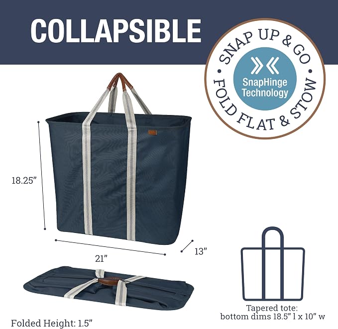 CleverMade Collapsible Laundry Caddy – Foldable Laundry Hamper & Tote, XXL 64L - Image 2