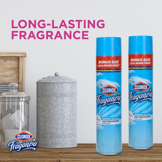Clorox Fraganzia Aerosol Air Freshener in Morning Sky Scent Long-Lasting Air - Image 4
