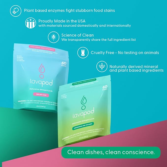 Natural Dishwasher Pods | Plant Based Enzymes Dishwasher Detergent, Free & Clear - Image 3