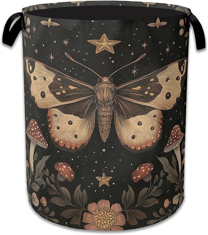 Magic Butterfly Laundry Basket, Foldable Oxford Cloth Moth Mushroom Flower by Unknown