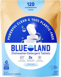 BLUELAND 100% Plastic-Free Dishwasher Detergent Tablets, Free & Clear, by BLUELAND