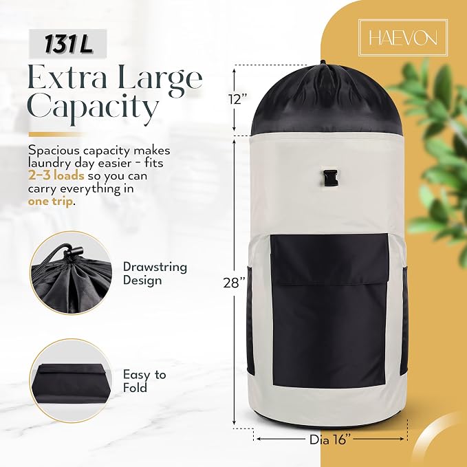 Haevon Laundry Backpack - 131L Heavy Duty Laundry Bag - Image 3
