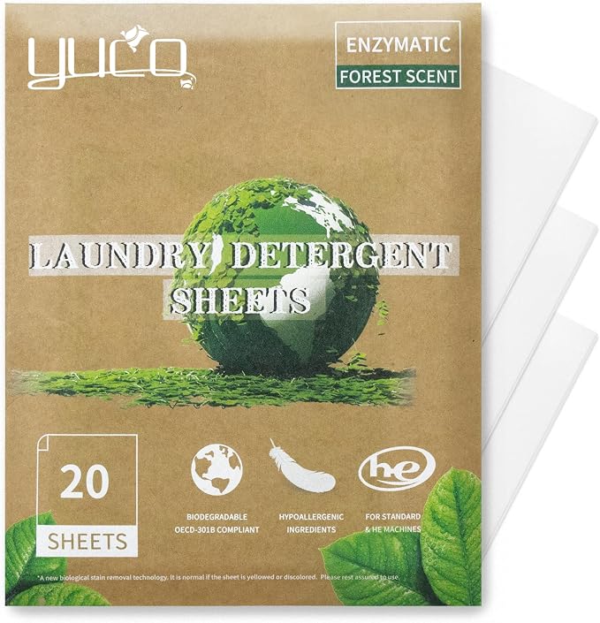 YUCO Laundry Detergent Sheets Rose Bush and Forest Scent Total 40 Loads by YUCO