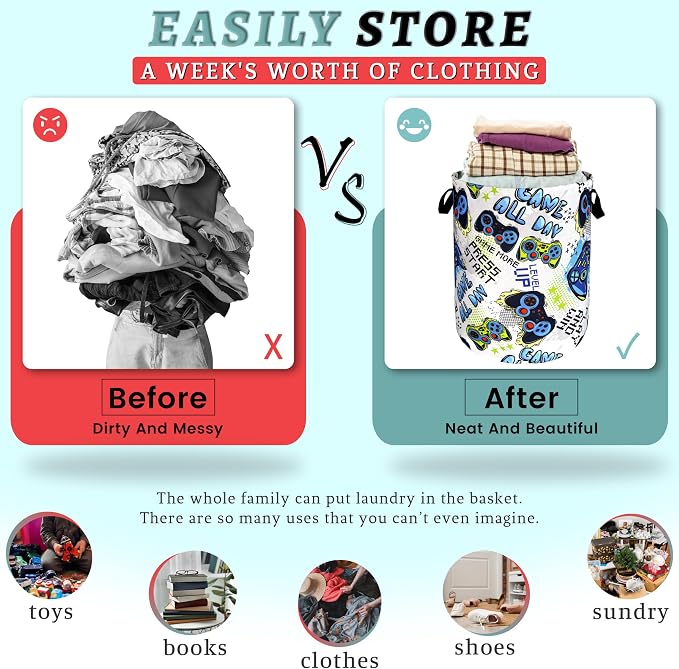Funny Cool Game Machine Laundry Basket Games Foldable Colorful Laundry Hamper - Image 3