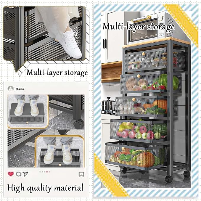 Compact Sideboard Storage Trolley Cabinet. Tall Larder Cupboard - Image 5