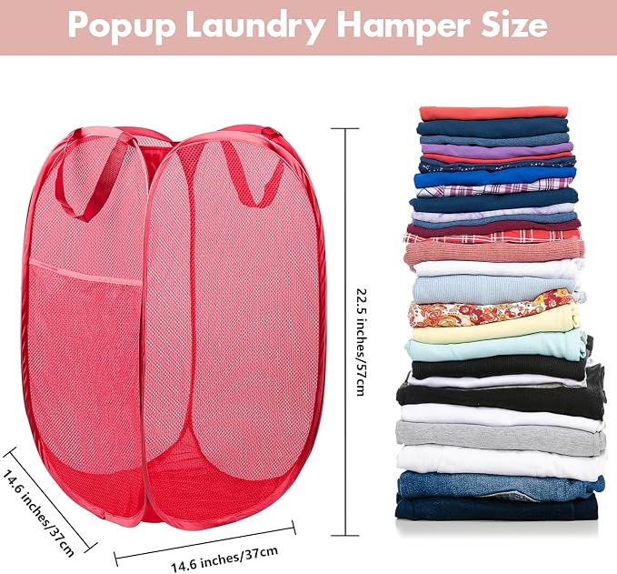 DUCOO Pop Up Hamper, Foldable Mesh Laundry Basket - Image 2