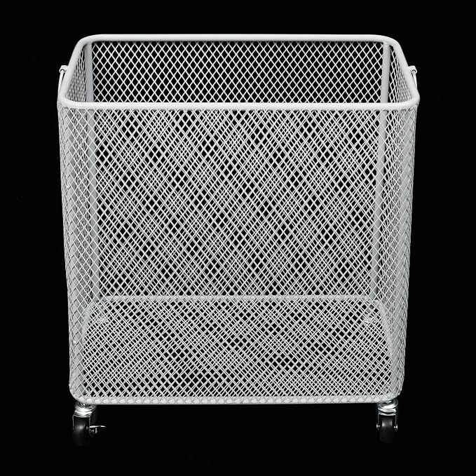 Laundry Hamper with Wheels, Rolling Laundry Basket Cart, Rectangular Metal Mesh - Image 5