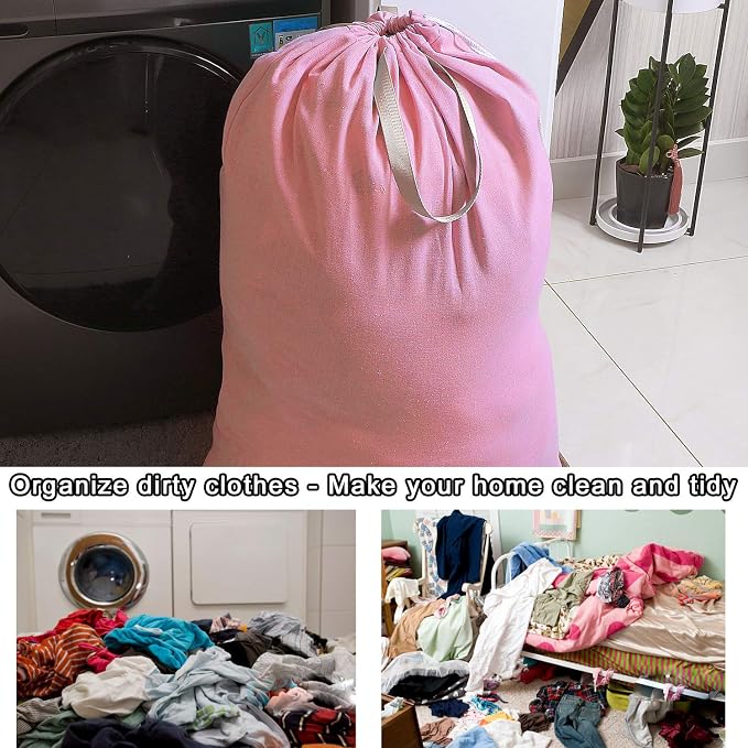 Heavy Duty Laundry Bag with Drawstring and Handle, Extra Large Travel Dirty - Image 6