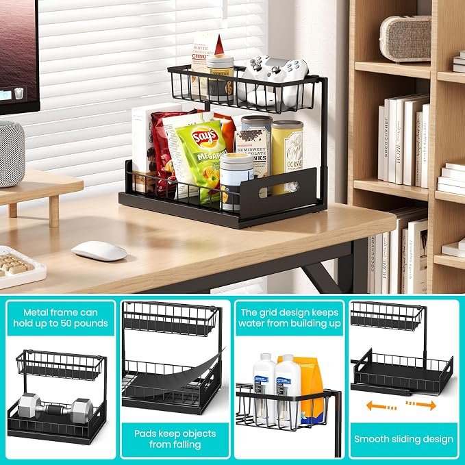 FUNFERY 2 Pack Under Sink Organizers and Storage, Pull-Out Cabinet Organizer - Image 6