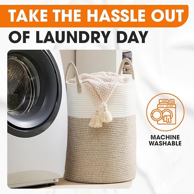 Cheer Collection Laundry Hamper, Large Woven Rope, Clothes Hamper - Image 7