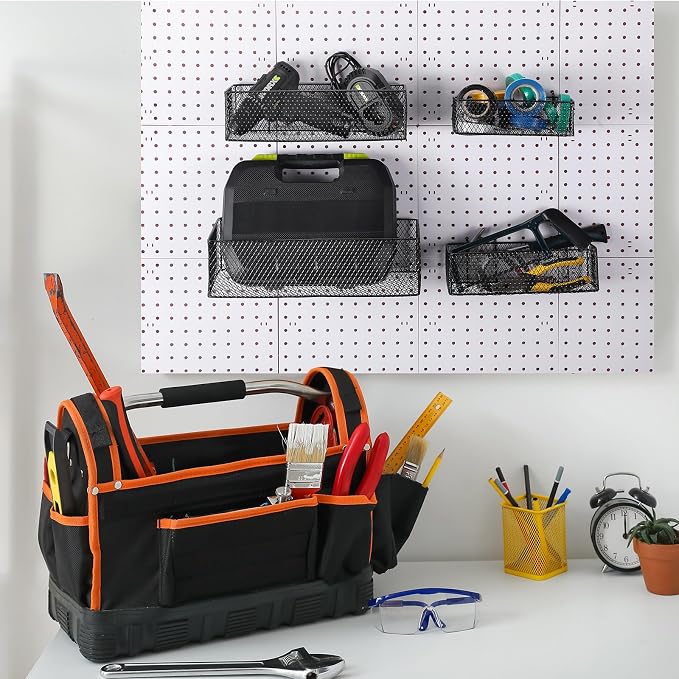 Norme 4 Pack Pegboard Baskets Set 4 Size Metal Wall Organizer Square Style Wire - Image 7