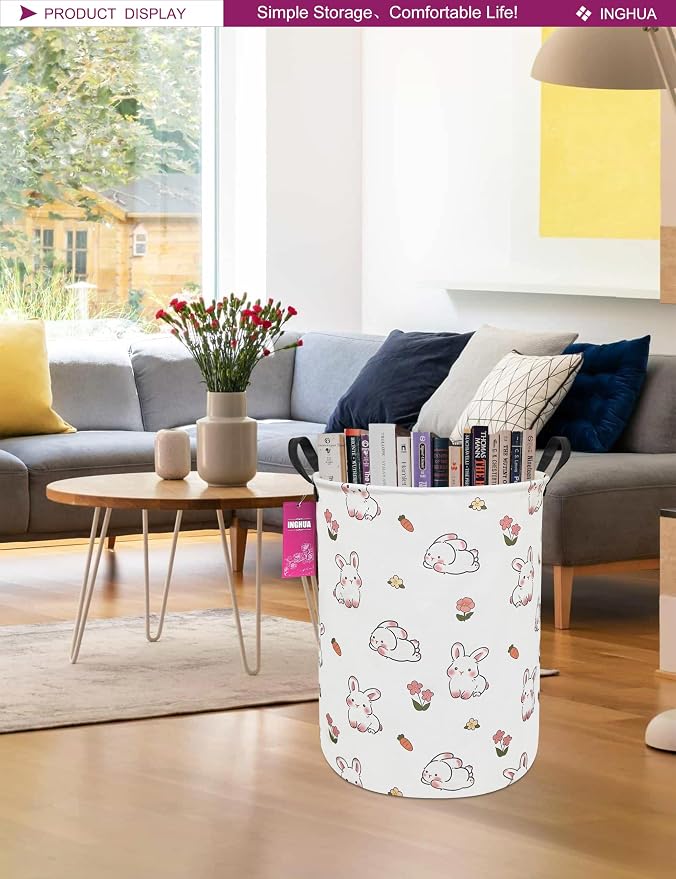 Laundry Hamper Large Canvas Fabric Lightweight Storage Basket/Toy - Image 4