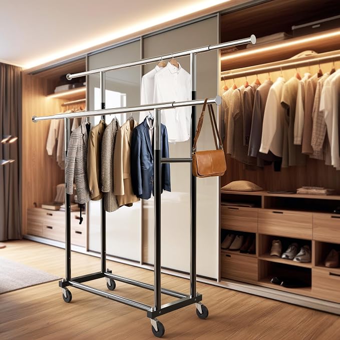 Simple Houseware Standard Double Rod Garment Rack - Image 4
