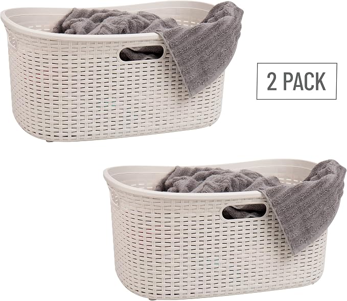 Mind Reader 40L Laundry Basket, Clothes Hamper, Premium Wicker Design - Image 7