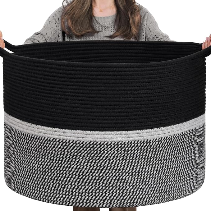 CHICVITA Extra Large Laundry Basket, Woven Rope Blanket Basket by CHICVITA