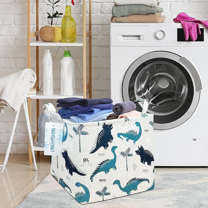 LANGYASHAN Square Storage Baskets Waterproof Canvas Children Laundry Nursery - Image 4