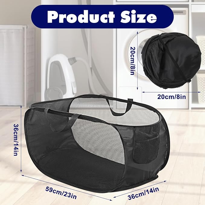 4 Pack Pop-Up Mesh Laundry Basket, Open Collapsible Laundry Baskets - Image 2