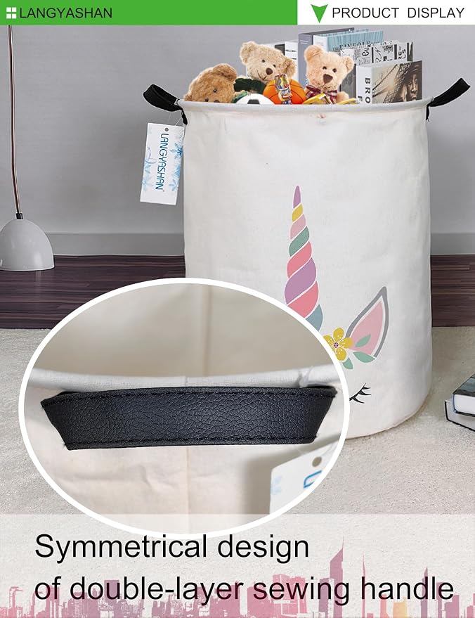 LANGYASHAN Laundry Basket Canvas Fabric Collapsible Organizer Basket - Image 4
