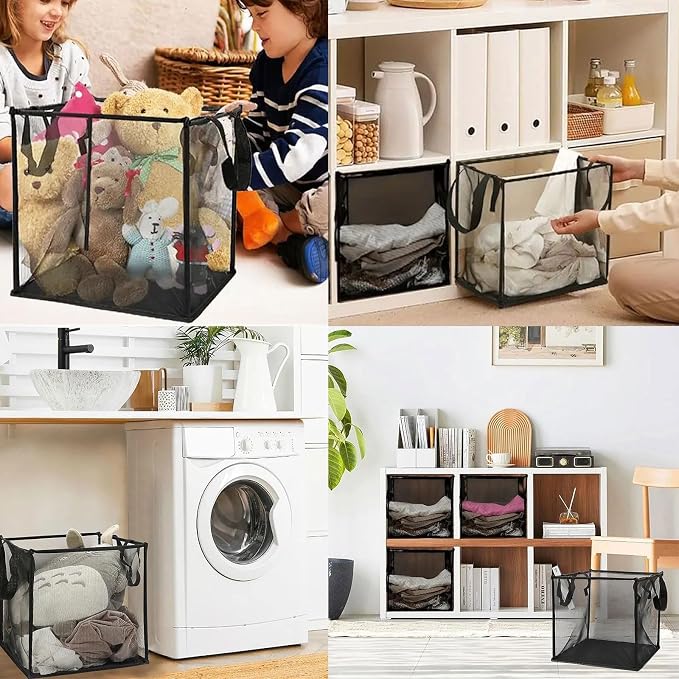 4 Pack Popup Laundry Hamper, Small Collapsible Mesh Laundry Baskets Dirty - Image 7