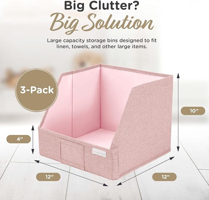 Closet Bins for Organization – 12x12x10 Foldable Boxes for Clothes, Fabric - Image 5