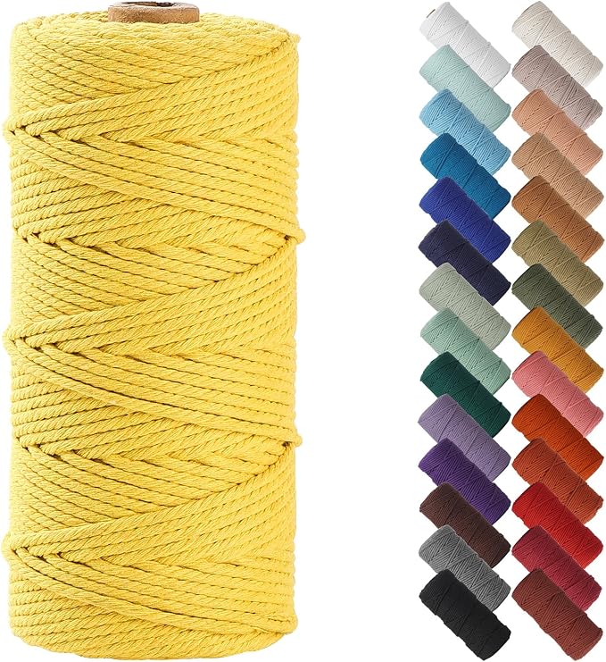 NOANTA Yellow Macrame Cord 3mm x 109yards, Colored Macrame Rope, Cotton Rope by NOANTA