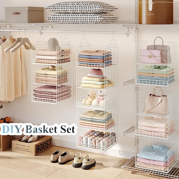 5 Tier Hanging Closet Organizer Separable Hanging Closet Shelves - Image 7