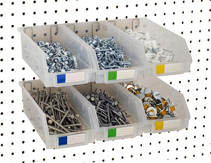 Pegboard Bins – 6 Pack Clear Extra Large - Image 3