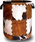 Retro Cows Print Laundry Basket Cow Cowhide Brown Funny Laundry Hamper Foldable by SELIONLIKN