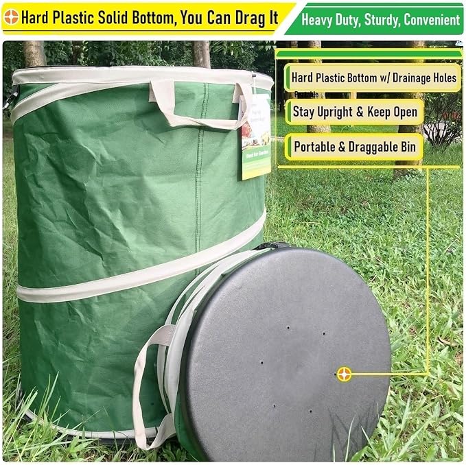16-Gallon Collapsible Trash Can Hard-Shell Bottom Yard Garden Bag, Pop-Up Trash - Image 6