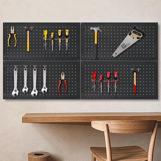 4 Packs 24"x12" Pegboard Wall Organizer, Metal Pegboard Panels Tool Organizer - Image 5
