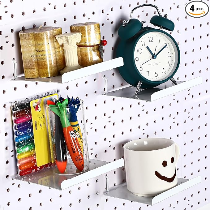 4 Pcs Pegboard Shelves Wall Organizer Brackets Pegboard Steel Tray Accessories by Beeveer