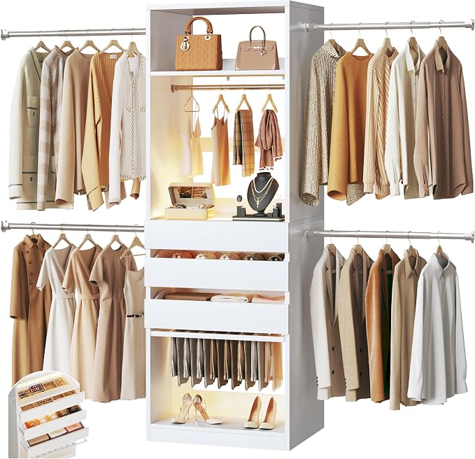 Closet System, 4-8FT Closet Organizer by HUAHUU