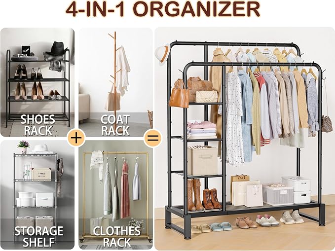 Double Rods Clothes Rack Clothing Rack - Image 4