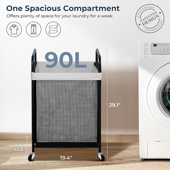 STO STO Laundry Hamper, 90L Rolling Laundry Sorter Cart - Image 4