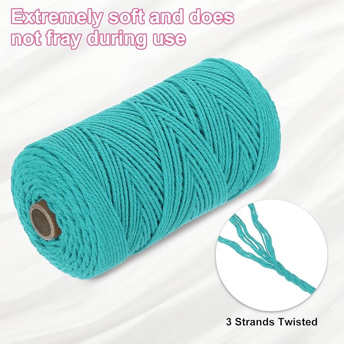HARFINGTON Natural Macrame Cord 2mm x 220 Yards 3 Strand Twisted Cotton Macrame - Image 3