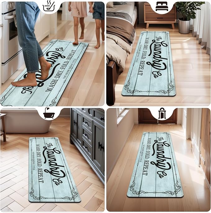 Pauwer Laundry Room Rug Runner 20"x60" Waterproof Rubber Laundry Mat Non Slip - Image 8