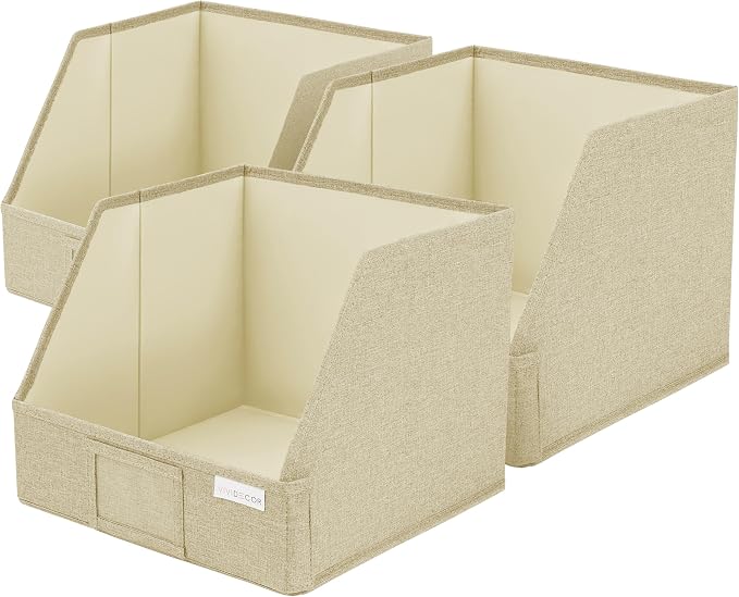 Trapezoid Storage Bins – 3-Pack Closet Shelf Organizer & Baskets, Open Front Bin - Image 9