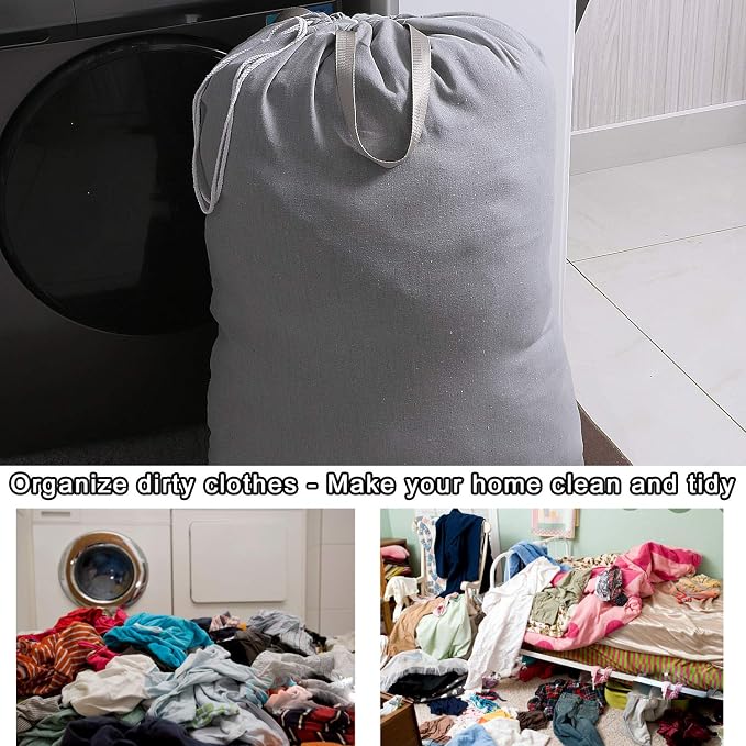 Heavy Duty Laundry Bag with Drawstring and Handle, Extra Large Travel Dirty - Image 6