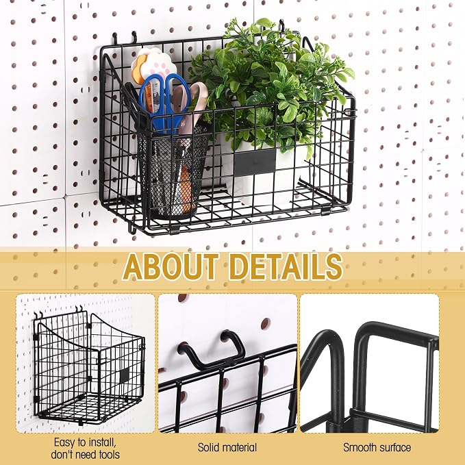 4 Pcs Peg Board Bins and Baskets Peg Board Organizer Pegboard Accessories - Image 4