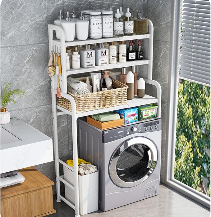 3-Tier Expandable Over Toilet Washing Machine Dryer Storage Utility Rack - Image 4