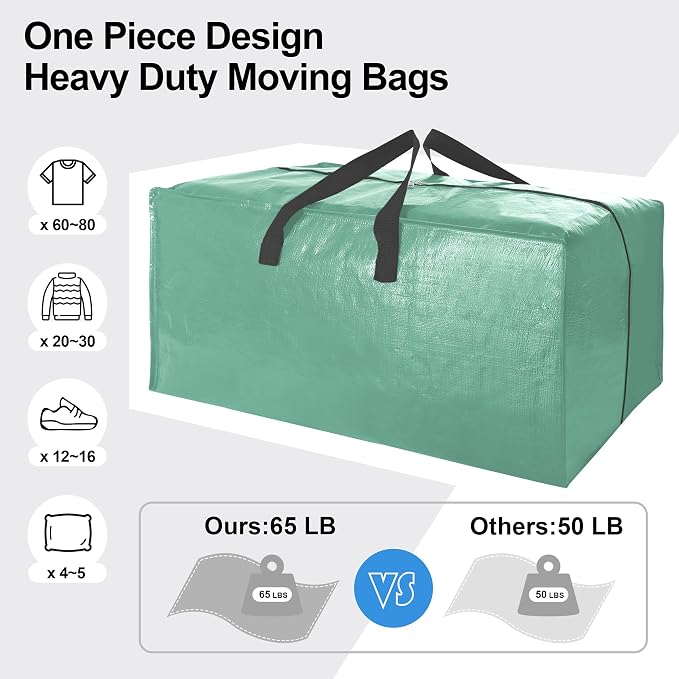 12 Pack Heavy Duty Large Moving Bags W/Backpack Straps - Image 5