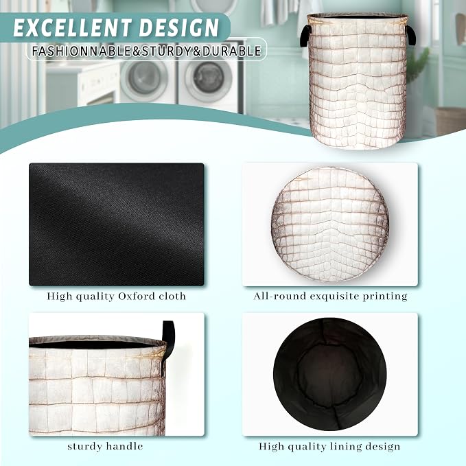 Crocodile Skin Texture Pattern Laundry Basket Foldable Oxford Cloth Laundry - Image 4