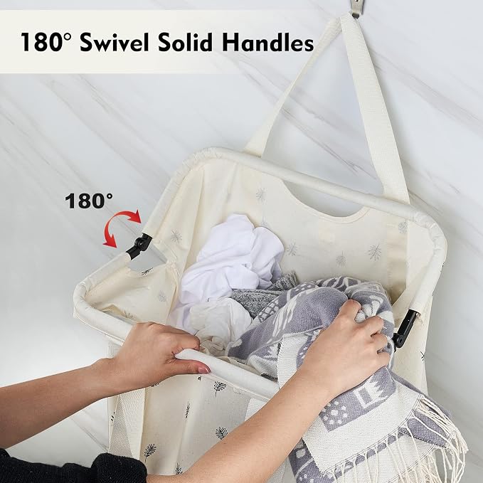 JOMOLA Collapsible Laundry Hamper 70L Large Foldable Laundry Basket Canvas - Image 5