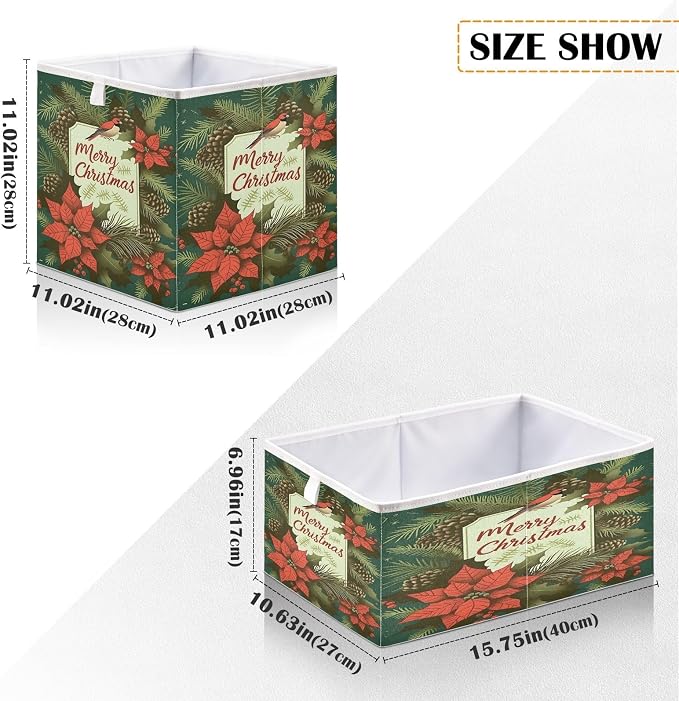 senya Large Storage Bins Flower Bird Red Collapsible Foldable Storage Cubes - Image 3